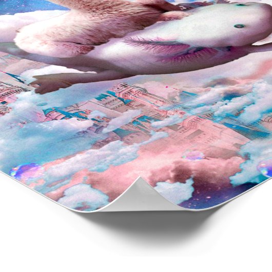 Space Llama Riding Axolotl - Rainbow ポスター (角)