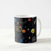 Space Mug with Rocket Ship and Planets for Boys コーヒーマグカップ (正面右)