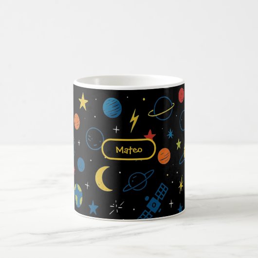 Space Mug with Rocket Ship and Planets for Boys コーヒーマグカップ (中央)
