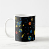 Space Mug with Rocket Ship and Planets for Boys コーヒーマグカップ (左)