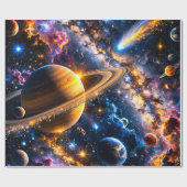 Space nebula and planets premium wrapping paper ラッピングペーパー (フラット)