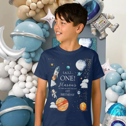 Space ONE 1st Birthday Rocket Kids Tシャツ