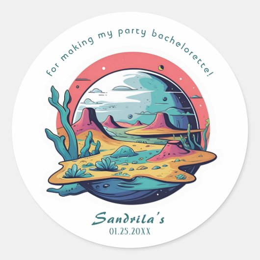 Space Planet Birthday Party Classic Round Sticker ラウンドシール (正面)