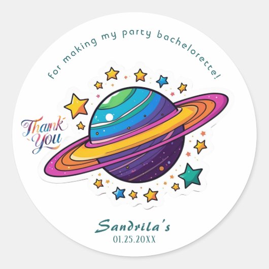 Space Planet Birthday Party Classic Round Sticker ラウンドシール (正面)