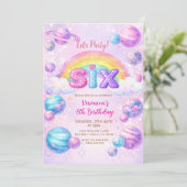 Space Planet Rainbow Birthday Party 招待状 (スタンド正面)