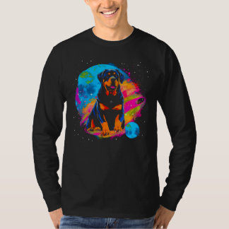 Space Pop Rottweiler Dog Universe Tシャツ