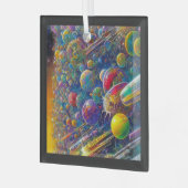Space Race square glass ornament ガラスオーナメント (正面左)