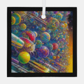 Space Race square glass ornament ガラスオーナメント (裏面)