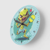 Space Rage Rally Pickleball ラウンド壁時計 (傾斜)