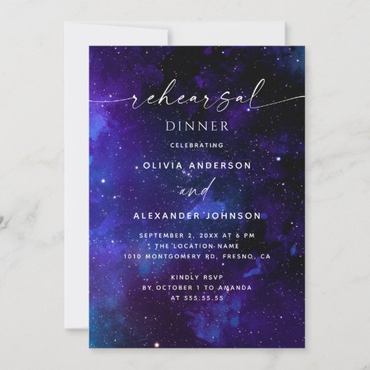 Space Rehearsal Dinner | Galaxy Celestial Wedding 招待状 (正面)