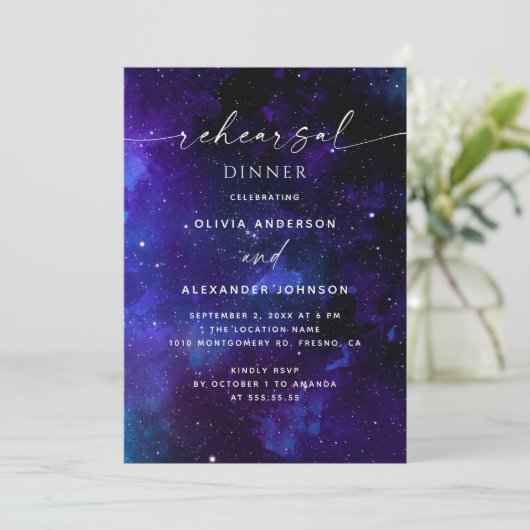 Space Rehearsal Dinner | Galaxy Celestial Wedding 招待状 (スタンド正面)