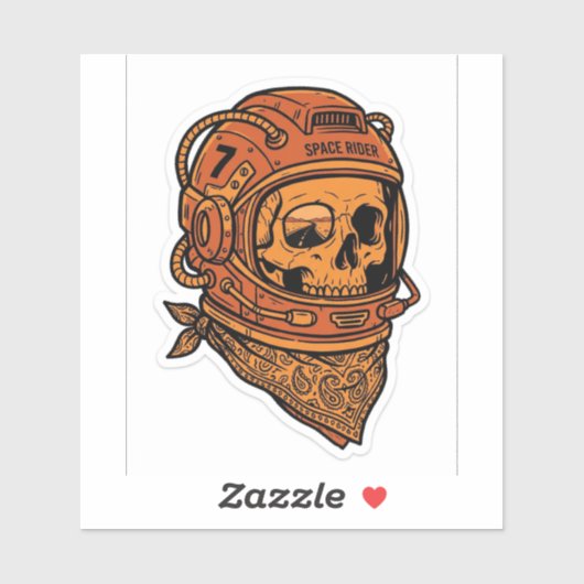 Space Rider Skull Decal — Biker Astronaut Sticker シール (シート)