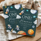 Space Rocket 1st Trip Around the Sun Birthday 招待状