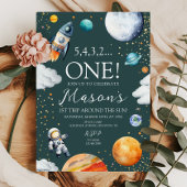 Space Rocket 1st Trip Around the Sun Birthday 招待状