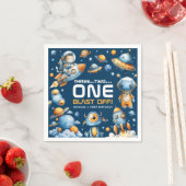 Space Rocket Astronaut Cat Blast Off 1st Birthday スタンダードカクテルナプキン (インサイチュ)