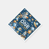 Space Rocket Astronaut Cat Blast Off 1st Birthday スタンダードカクテルナプキン (角)