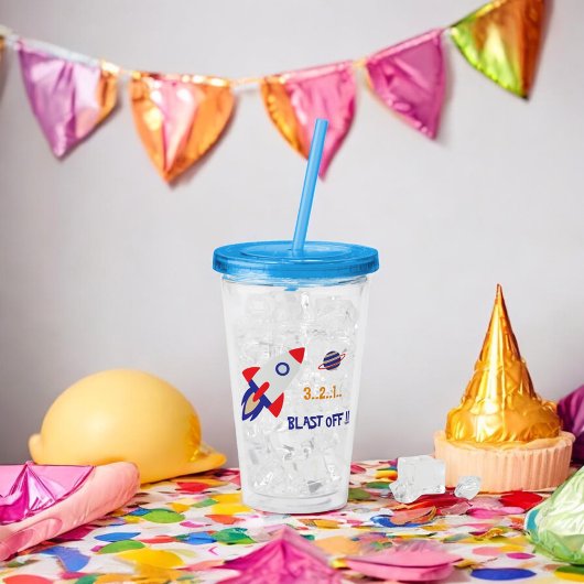 Space Rocket Blast Off Kids Astronaut アクリルタンブラー