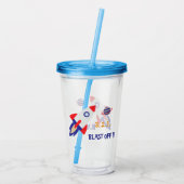 Space Rocket Blast Off Kids Astronaut アクリルタンブラー (裏面)