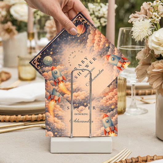 Space Rocket Clouds Baby Shower スタンダードカクテルナプキン