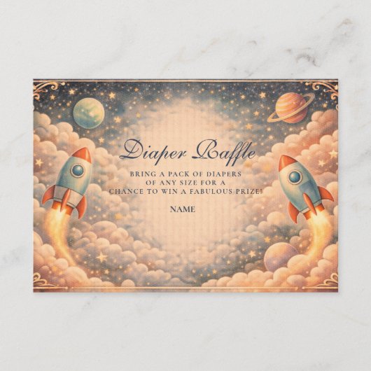 Space Rocket Clouds Diapper Raffle エンクロージャーカード (正面)