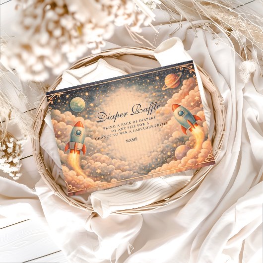 Space Rocket Clouds Diapper Raffle エンクロージャーカード