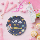 Space Rocket Kids Birthday Party Plates  ペーパープレート (パーティー)