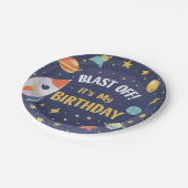 Space Rocket Kids Birthday Party Plates  ペーパープレート (アングル)