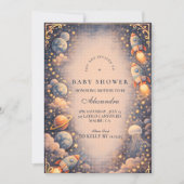 Space Rockets Stars Baby Shower 招待状 (正面)