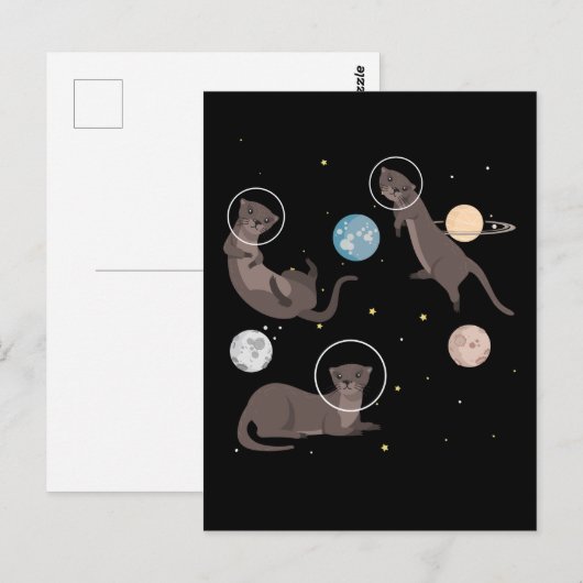 Space Sea Otters Funny Galaxy Otter ポストカード (正面/裏面)