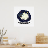 Space Sheep Funny Astronaut Sheep Pun ポスター (キッチン)