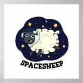 Space Sheep Funny Astronaut Sheep Pun ポスター (正面)