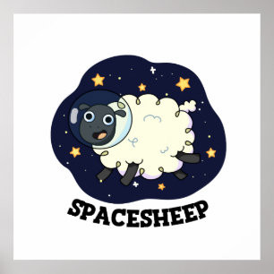 Space Sheep Funny Astronaut Sheep Pun ポスター