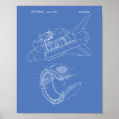 Space Shuttle 1977 Patent Art - Blueprint ポスター (正面)