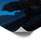 Space Shuttle Rocket Launch At Night Behind Farmho ポスター (角)