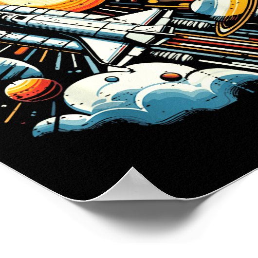 Space Shuttle Sun Planets Rocket Galaxy Boys Kids  ポスター (角)