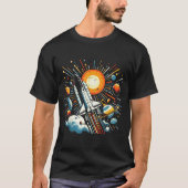 Space Shuttle Sun Planets Rocket Galaxy Boys Kids  Tシャツ (正面)