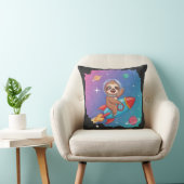 Space Sloth on Rocket – Dreamy Slow Cartoon Vector クッション (椅子)