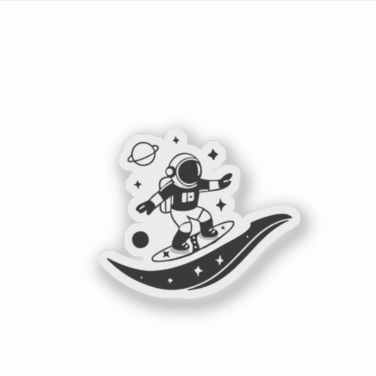 “Space Surfer – Minimalist Astronaut Cosmic Ride シール (正面)