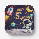 Space theme Outer space Rocket Ship ペーパープレート (正面)