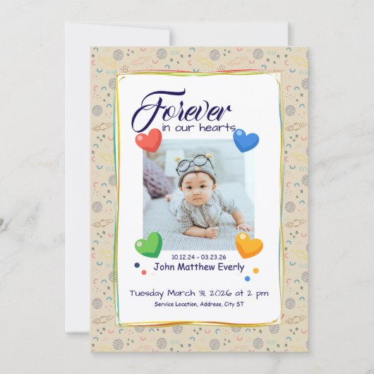 Space‑Themed 1-Photo Memorial Program 招待状 (正面)