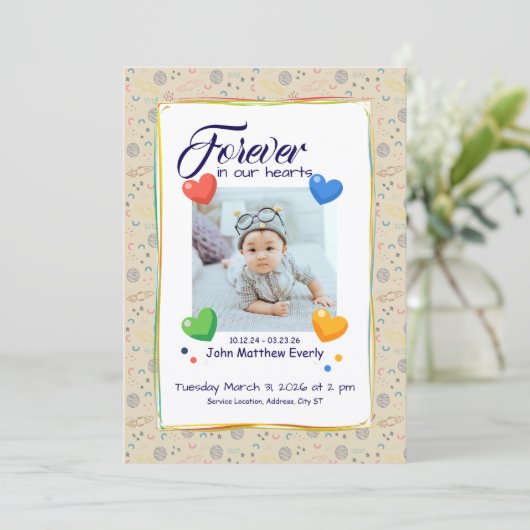 Space‑Themed 1-Photo Memorial Program 招待状 (スタンド正面)