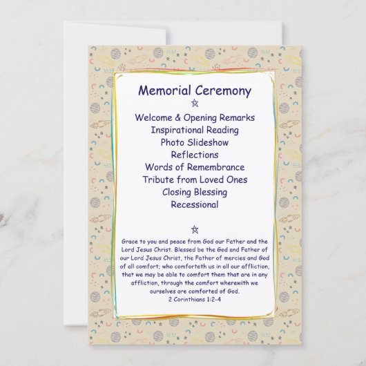 Space‑Themed 1-Photo Memorial Program 招待状 (裏面)