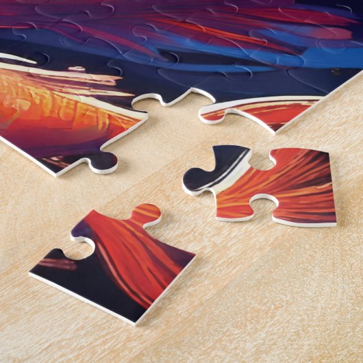 Space themed art with fish ジグソーパズル (側面)