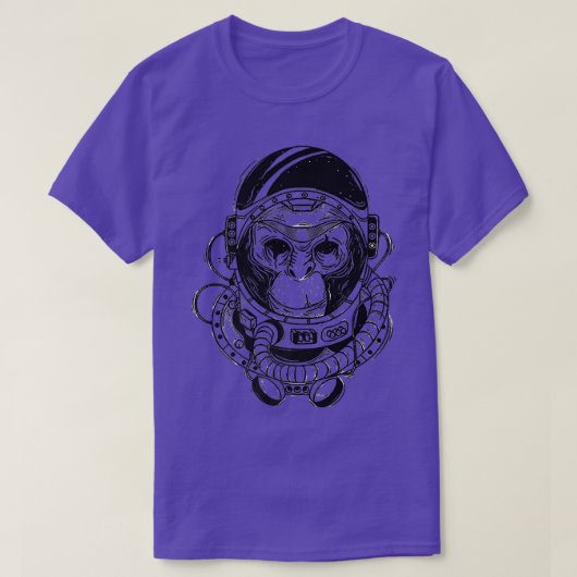 Space Travel Astronaut Monkey Tシャツ (デザイン正面)
