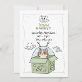 Space UFO Kids Birthday Party 招待状 (正面)