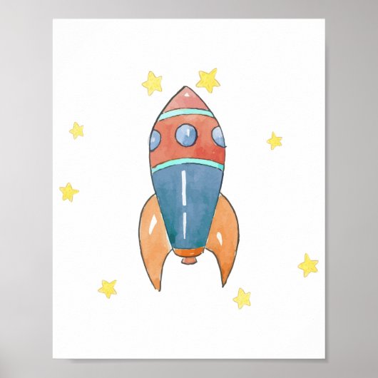 Space wall decor, Rocket print ポスター (正面)