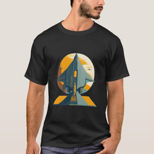 Spacecraft Spaceship Science Fiction Tシャツ (正面)