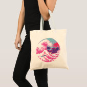 Spaceman surfing The Great wave outrun トートバッグ (正面(商品))