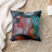 spacepaintingベースギターのティール(緑がかった色)の惑星 クッション (ブランケット)