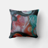 spacepaintingベースギターのティール(緑がかった色)の惑星 クッション (裏面)